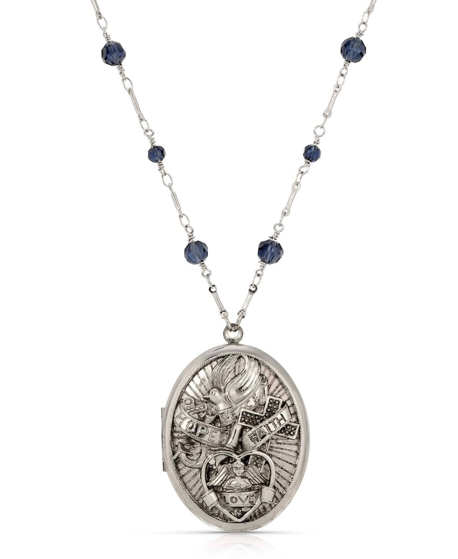 Symbols Of Faith Love Hope Faith Peace Photo Locket Necklace 28"