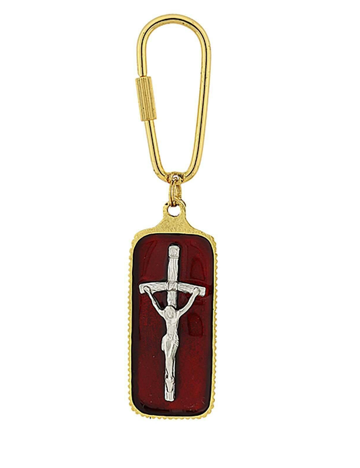 Symbols Of Faith Red Enamel Papal Crucifix Carabiner Key Chain