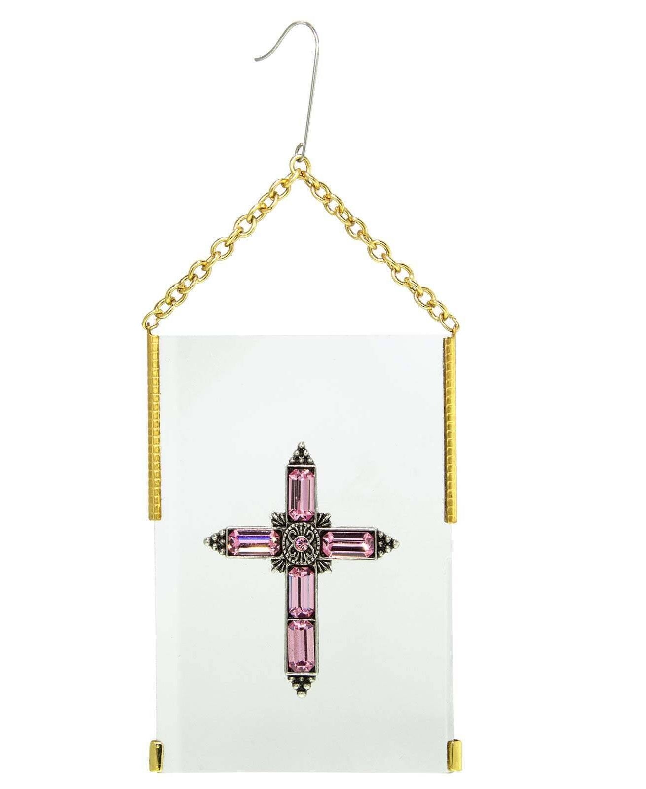 Symbols Of Faith Crystal Cross Glass Hanging Christmas Tree Ornament