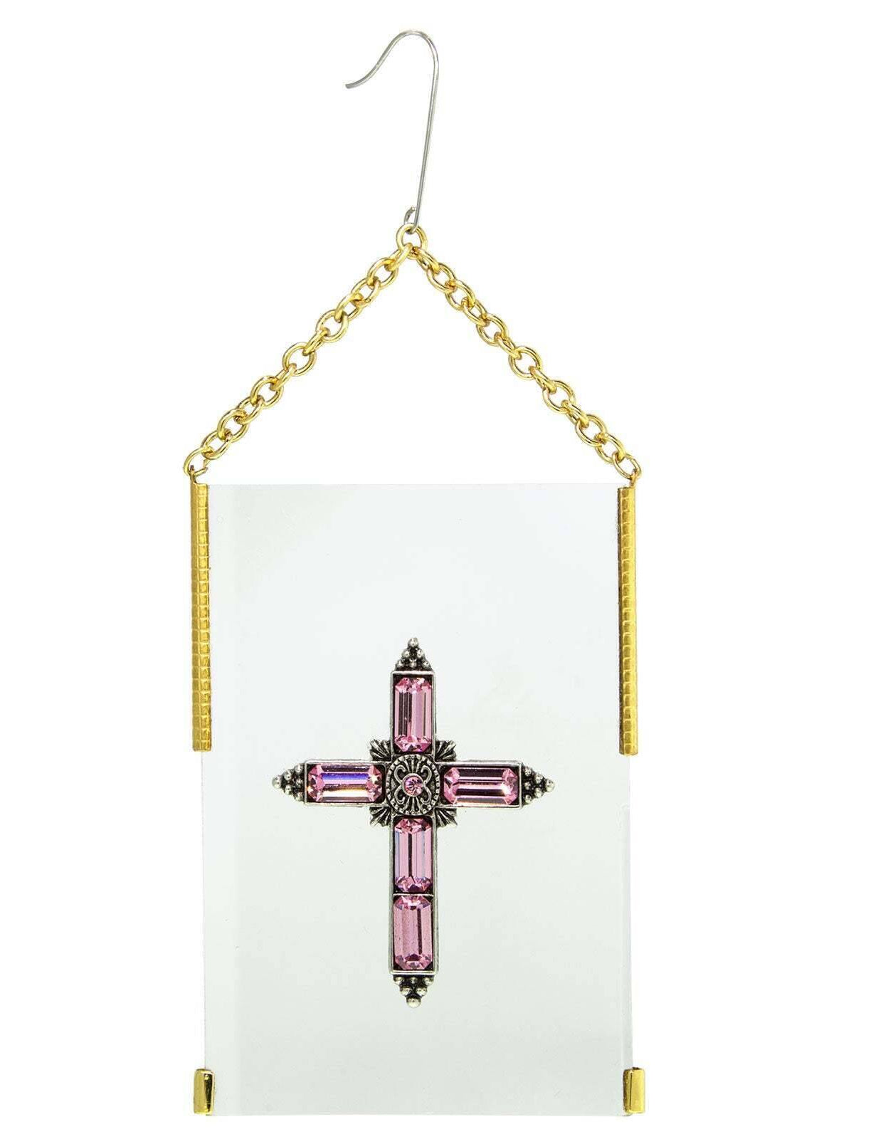 Symbols Of Faith Crystal Cross Glass Hanging Christmas Tree Ornament