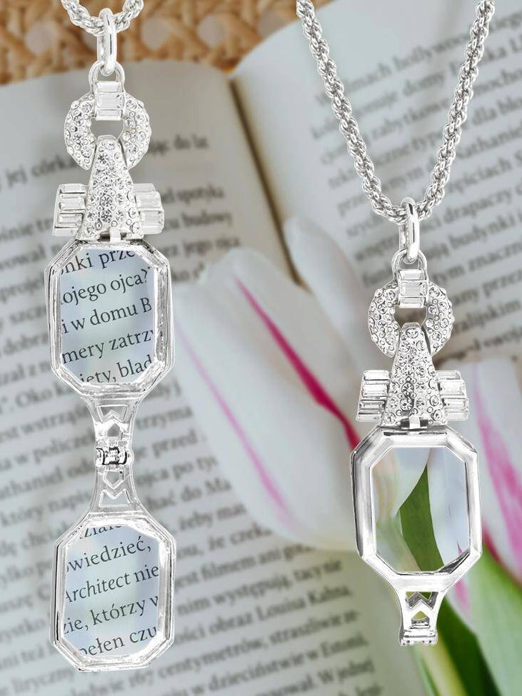 1928 Jewelry Austrian Crystal Lorgnette Magnifier Glasses Pendant Necklace 40" - Magnification Power: 2-3X