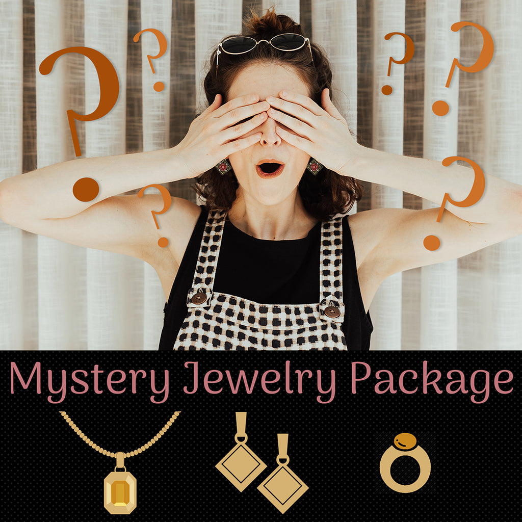 $50.00 Value Mystery Jewelry Box One Ring, One Earring and One Necklace