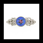1928 Jewelry Round Blue Color And Pink Flower Decal Hair Barrette