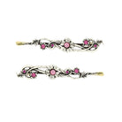1928 Jewelry Fucshia & Rose Crystal Flower Hair Bobby Pins
