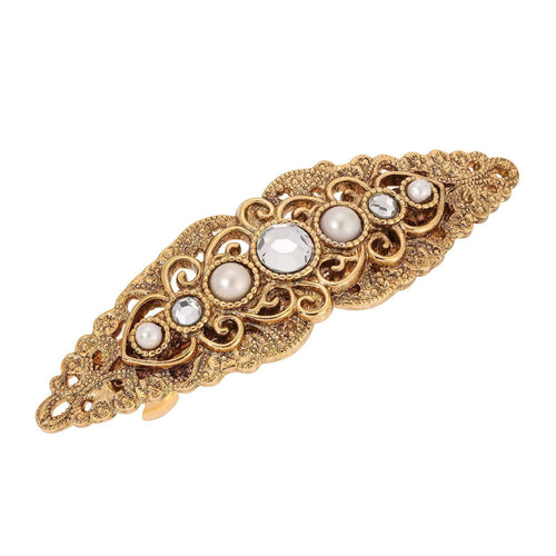 1928 Jewelry Splendor Filigree & Stones Hair Barrette  display picture 1