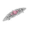 1928 Jewelry Roseate Paradise Oval Coral Quartz Stone Filigree Hair Barrette