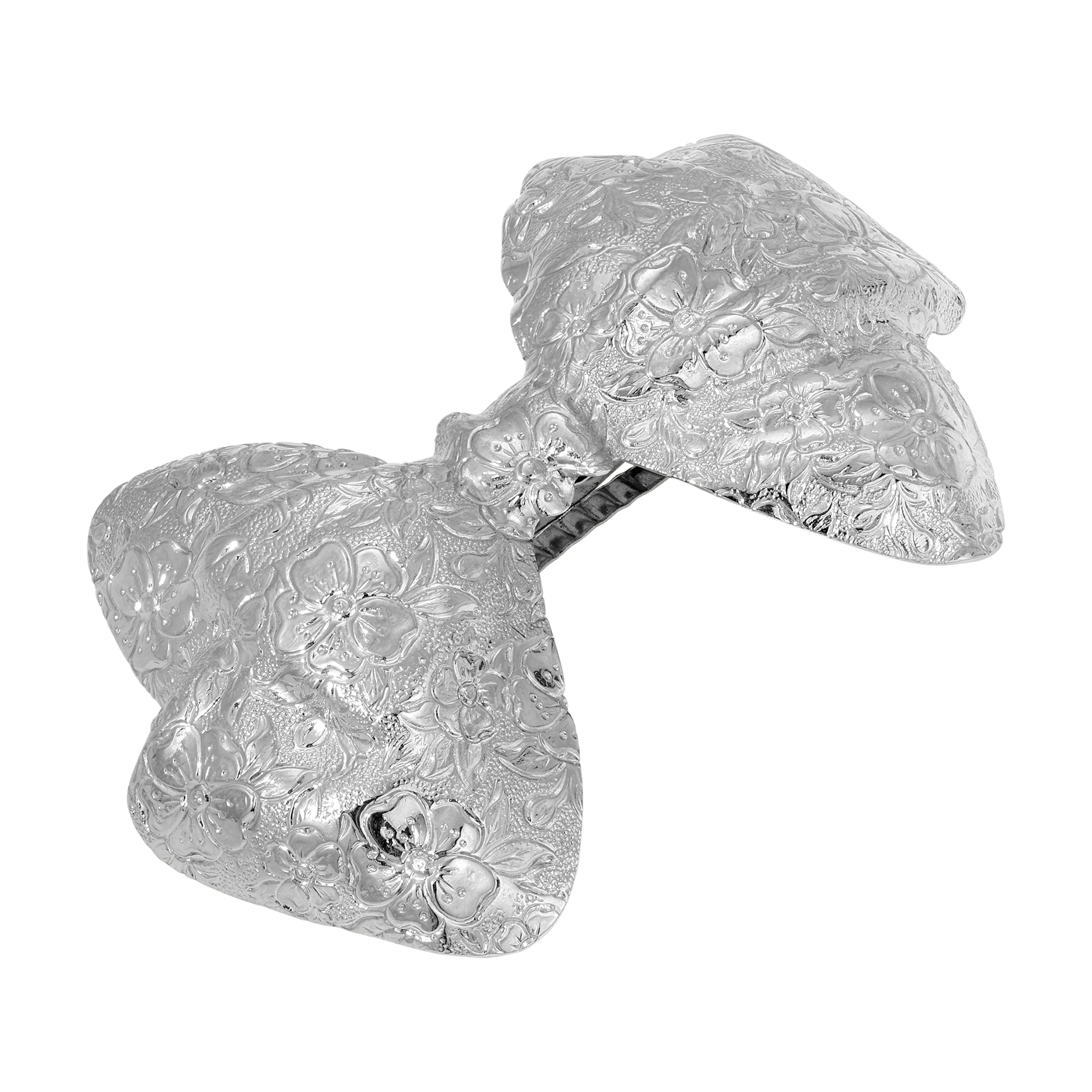 1928 Jewelry Floral Bow Silver Hair Barrette