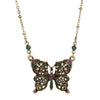 Regency Antiqued Butterfly Multi Color Crystals Pendant Necklace 16