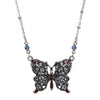 Regency Antiqued Butterfly Multi Color Crystals Pendant Necklace 16