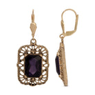 Brontë Filigree Octagon Amethyst Crystal Drop Earrings