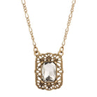 Regency Brontë Filigree Octagon Crystal Pendant Necklace 16" + 3" Extender