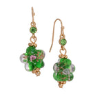 Green Blooming Flower Bead & Crystal Drop Earrings