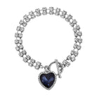 Montana Blue Crystal Heart Charm & Rhinestone Toggle Bracelet