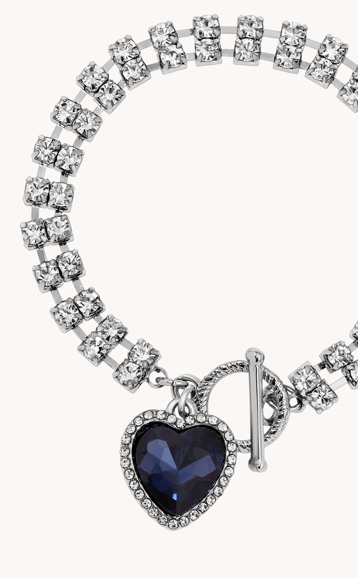 Blue Crystal Heart  Bracelet
