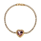 Dainty Pink Stone Heart & Crystal Bracelet