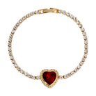 Dainty Red Stone Heart & Crystal Bracelet