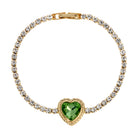 Dainty Green Stone Heart & Crystal Bracelet
