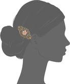 1928 Jewelry Porcelain Rose Filigree Hair Barrette