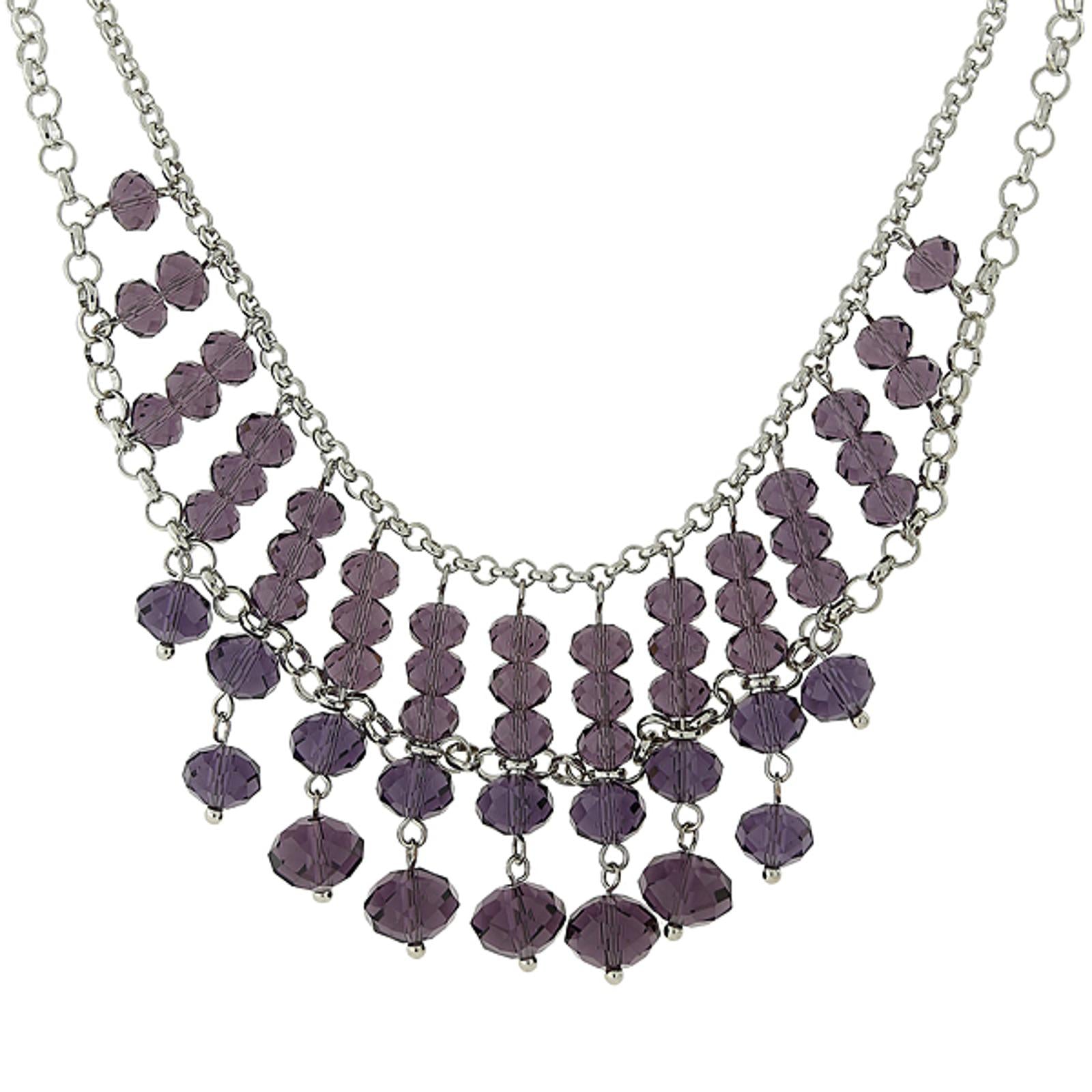 1928 Jewelry Multi Faceted Beaded Two Tier Chain Necklace 16" + 3" Extender