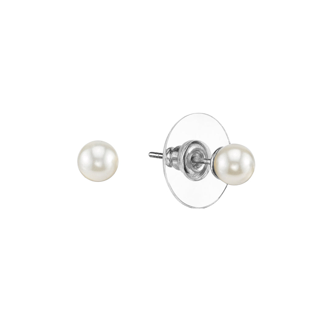1928 Jewelry 6mm Round White Faux Pearl Stud Earrings