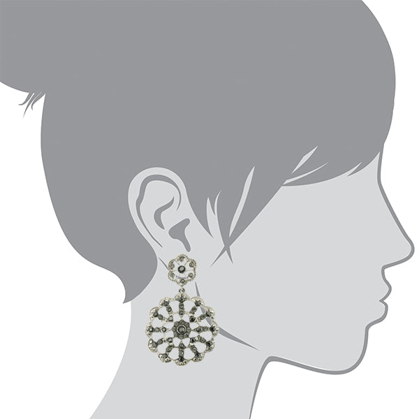 1928 Jewelry Black Hematite Color Round Drop Earrings