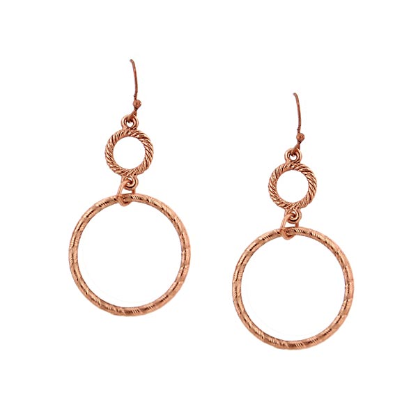 1928 Jewelry Copper Double Hoop Wire Earrings