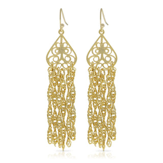 Teardrop Filigree Drop Tassel Earrings