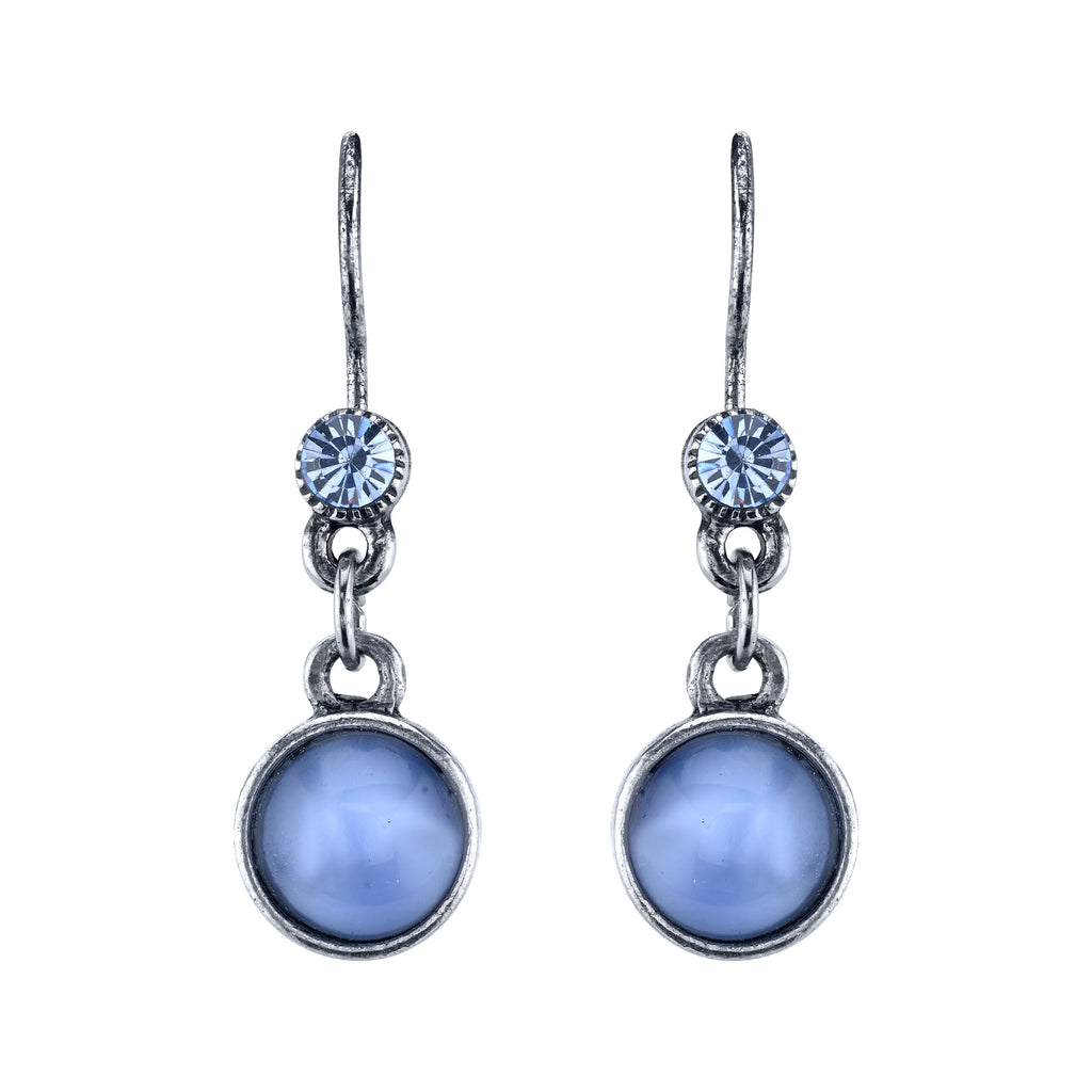 1928 Jewelry Light Sapphire Blue Crystal And Blue Moonstone Drop Earrings