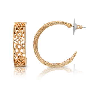 Gold Venice Treasure Filigree Hoop Earrings