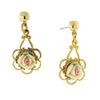 1928 Jewelry Porcelain Rose Drop Earrings