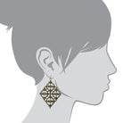 2028 Jewelry Diamond Filigree Hematite Stone Drop Earrings