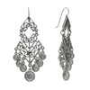 T.R.U. Silver Round Stones Chevron Chandelier Earrings