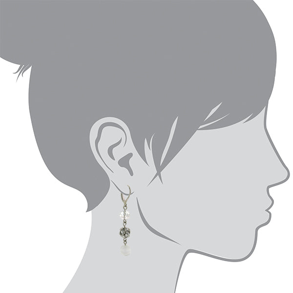 2028 Jewelry White Cats Eye Crystal Fireball Drop Earrings