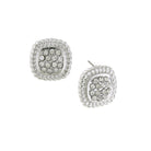 1928 Jewelry Square Pave Crystal Button Earrings