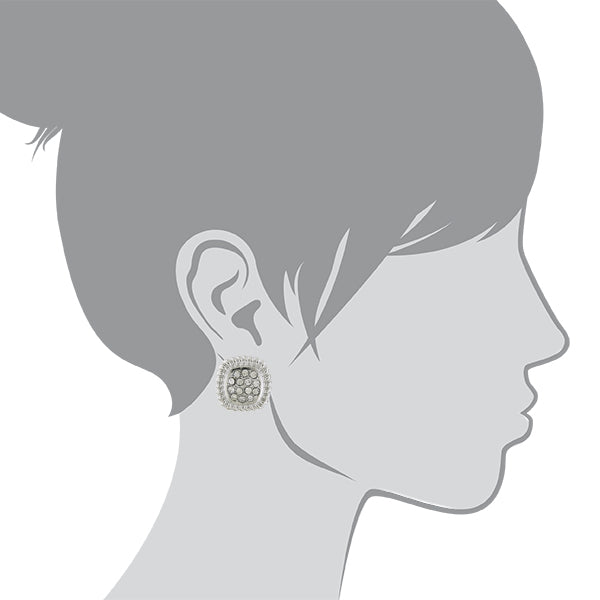 1928 Jewelry Square Pave Crystal Button Earrings