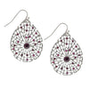 2028 Jewelry Teardrop Web Filigree Round Crystal Drop Earrings