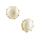 1928 Jewelry Round Faux Pearl Button Earrings