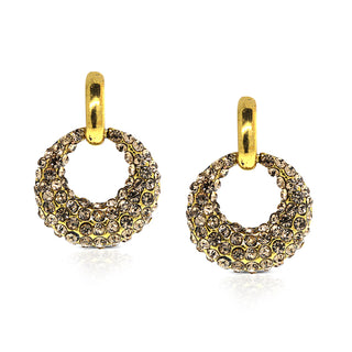 Light Topaz Color Mini Open Pave Hoop Earrings