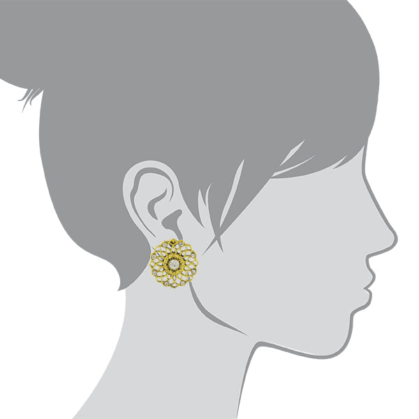 1928 Jewelry Crystal Large Filigree Button Earrings