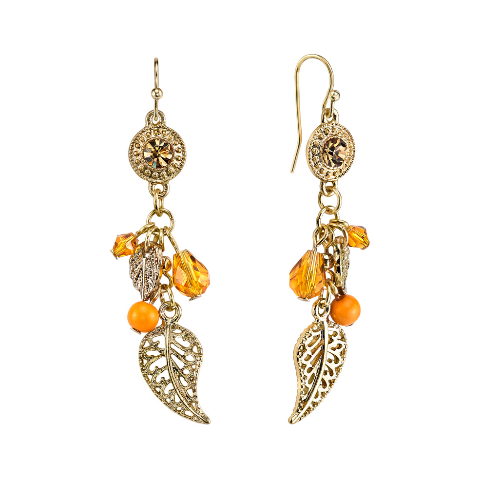 2028 jewelry filigree leaf and beads drop earrings