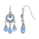 1928 Jewelry Light Sapphire Blue Cats Eye Bead Drop Earrings