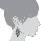 1928 Jewelry Black Faceted Bead Filigree Chandelier Earrings
