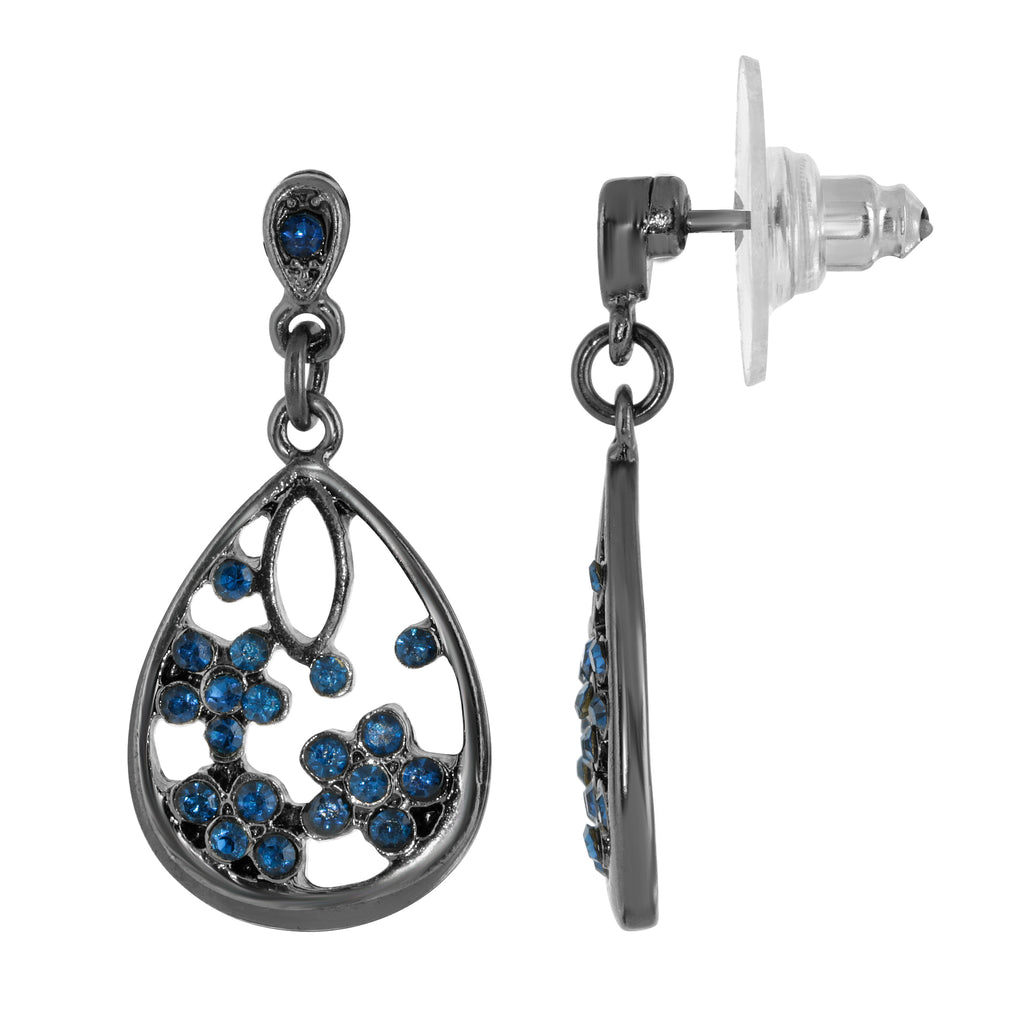 1928 Jewelry Montana Blue Crystal Elegance Teardrop Post Drop Earrings