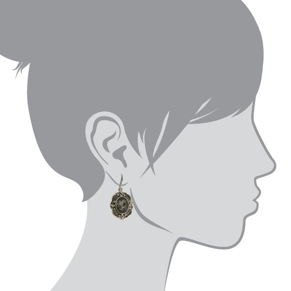 1928 Jewelry Black Diamond Crystal Oval Drop Earrings