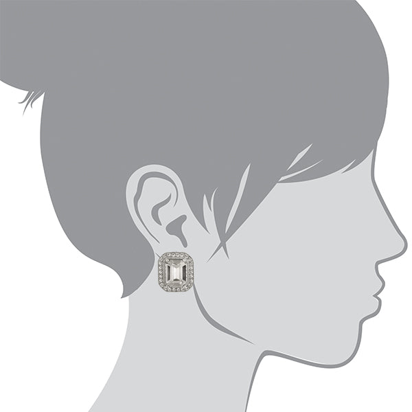 1928 Jewelry Crystal Octagon Button Earrings