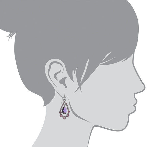 crystal suspended pear shape drop earrings