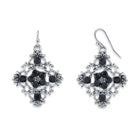 2028 Jewelry Diamond Shaped Filigree Flower Crystal Drop Earrings