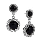 Black Cabochon Drop Earrings