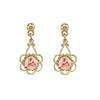 1928 Jewelry Porcelain Rose Drop Earrings