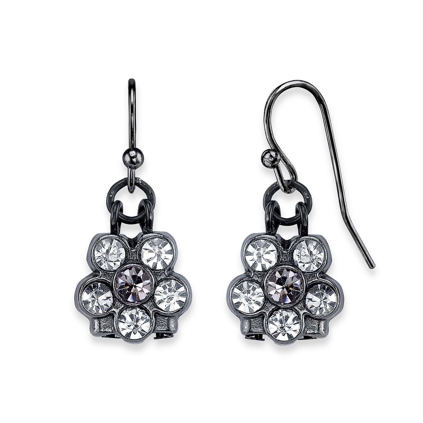 1928 Jewelry Six Crystal Flower Shaped Drop Earrings